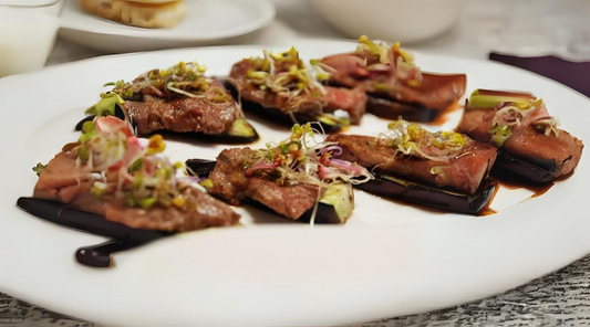 Eggplant and Sirloin Canapé